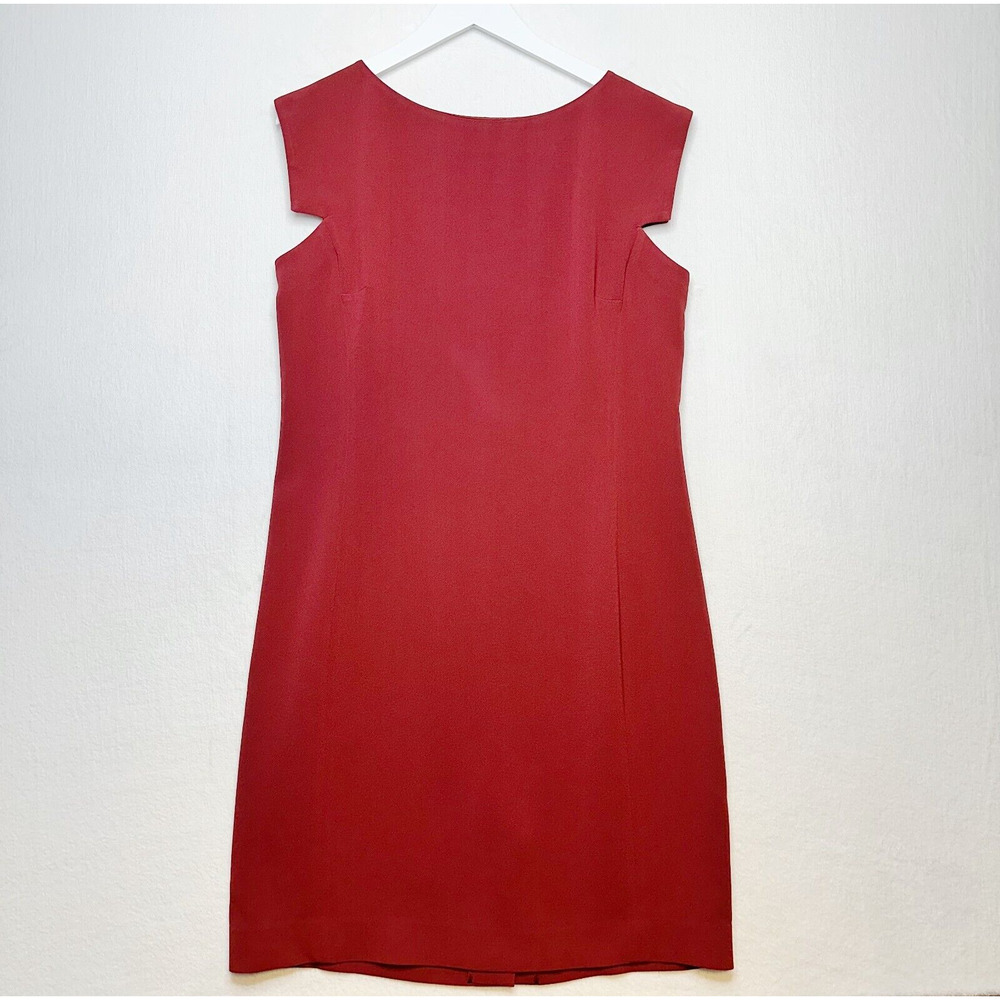 MM LAFLEUR Bateau‎ Neck Crepe Sheath Dress Red Career Wear To Work Classic Sz 12